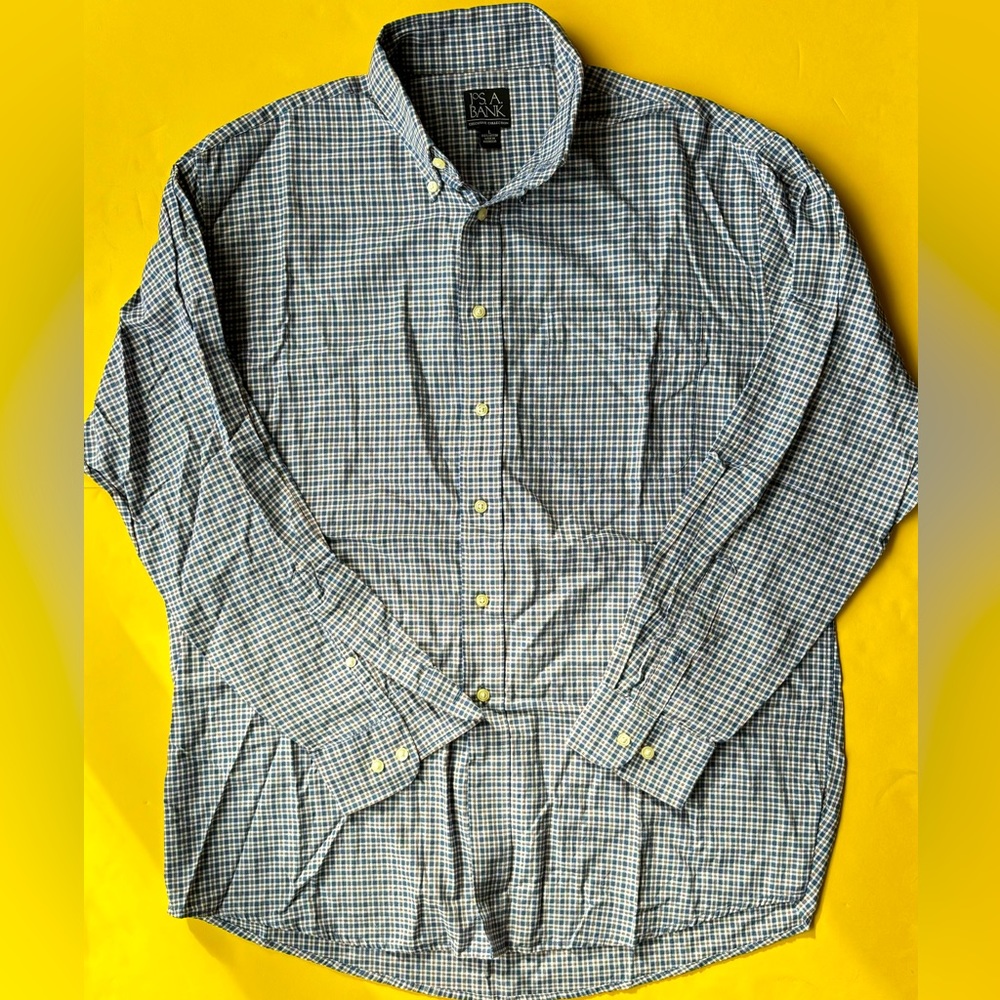 Men’s Joseph A. Banks Cotton Plaid Button Down Shirt - Executive Collection (L)